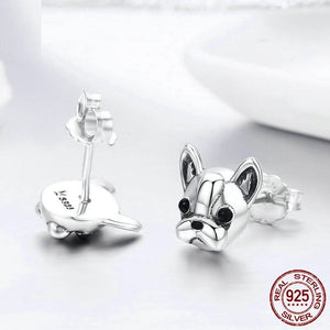 Puppy Face Boston Terrier Silver Earrings-Dog Themed Jewellery-Boston Terrier, Dogs, Earrings, Jewellery-2