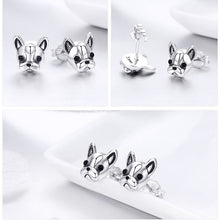 Load image into Gallery viewer, Puppy Face Boston Terrier Silver Earrings-Dog Themed Jewellery-Boston Terrier, Dogs, Earrings, Jewellery-3