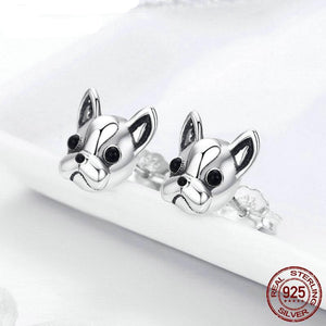 Puppy Face Boston Terrier Silver Earrings-Dog Themed Jewellery-Boston Terrier, Dogs, Earrings, Jewellery-4