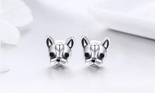 Load image into Gallery viewer, Puppy Face Boston Terrier Silver Earrings-Dog Themed Jewellery-Boston Terrier, Dogs, Earrings, Jewellery-6