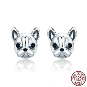 Puppy Face Boston Terrier Silver Earrings-Dog Themed Jewellery-Boston Terrier, Dogs, Earrings, Jewellery-1