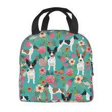 Load image into Gallery viewer, Image of an insulated Rat Terrier in bloom design Rat Terrier bag with exterior pocket