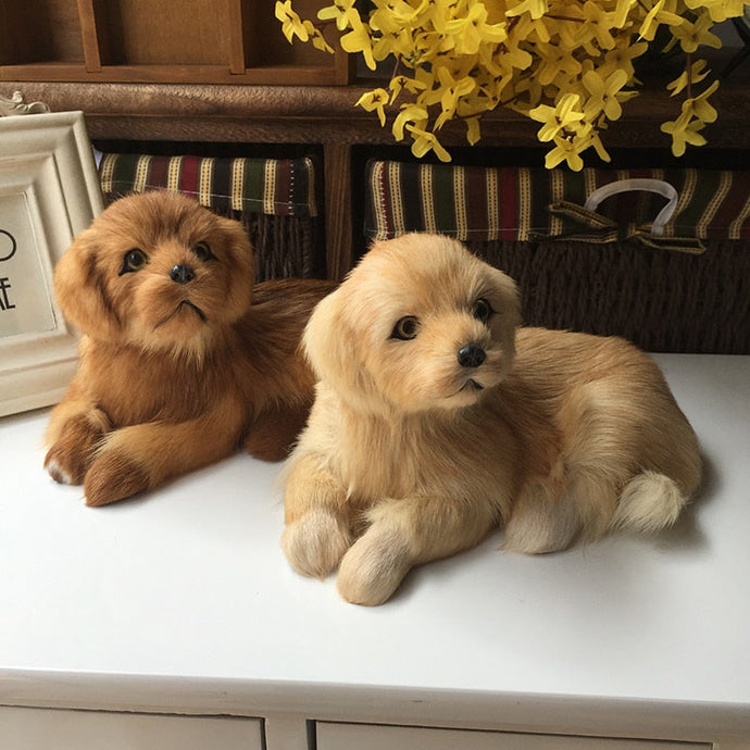 Realistic Lifelike Golden Retriever Stuffed Animals with Real Fur-Soft Toy-Dogs, Golden Retriever, Home Decor, Soft Toy, Stuffed Animal-1