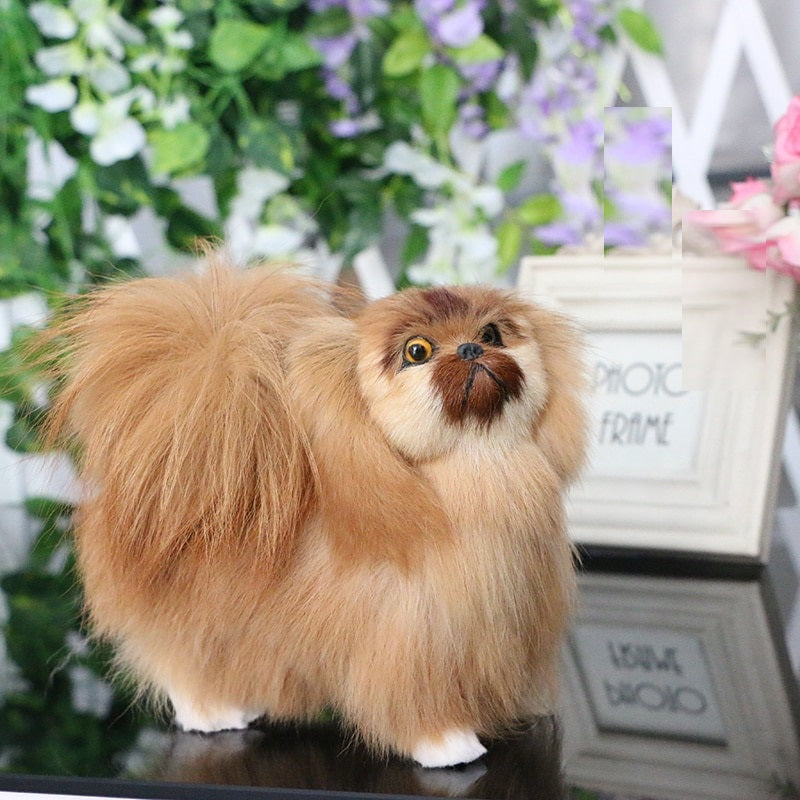 Realistic Lifelike Pekingese Stuffed Animal with Real Fur-Soft Toy-Dogs, Home Decor, Pekingese, Soft Toy, Stuffed Animal-1