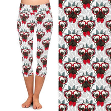 Load image into Gallery viewer, Red Bowtie and Glasses Pug Love LeggingsApparelMid-CalfS