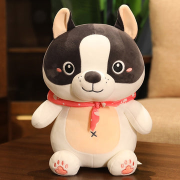 Red Neck Scarf Boston Terrier Stuffed Animal Plush Toy