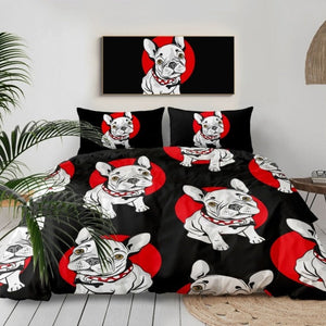 Red Polka Dotted White French Bulldogs Duvet Cover and Pillow Cases Bedding Set-Home Decor-Bedding, Dogs, French Bulldog, Home Decor-8