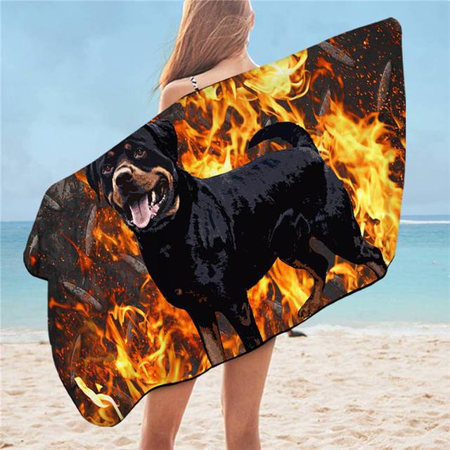 Image of a rottweiler beach towel