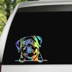 Image of a rottweiler dog sticker in the color reflective rainbow