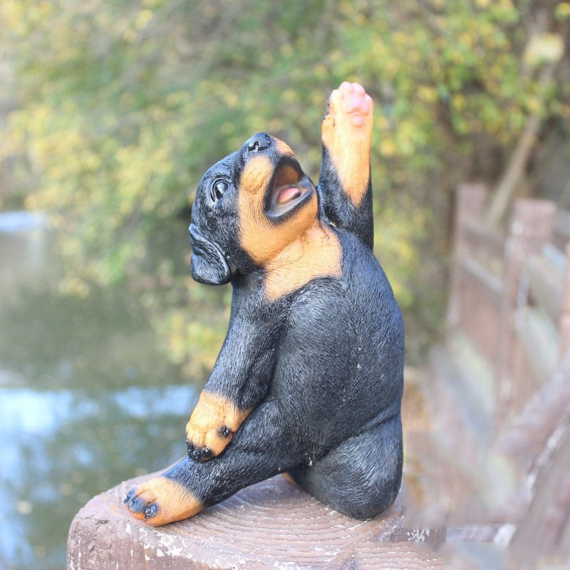 Yoga Rottweiler Garden Statue