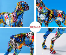 Load image into Gallery viewer, Closeup image of a multicolor rottweiler statue