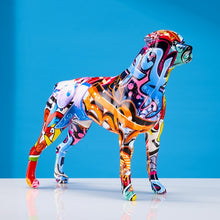 Load image into Gallery viewer, Image of a multicolor rottweiler statue