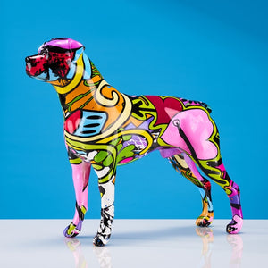 Image of a multicolor rottweiler statue