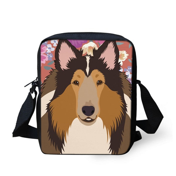 Rough Collie / Shetland Sheepdog in Bloom Messenger Bag-Accessories-Accessories, Bags, Dogs, Rough Collie, Shetland Sheepdog-1