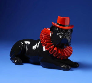 Ruff Collar and Top Hat English Bulldog Statues-Home Decor-Dogs, English Bulldog, Home Decor, Statue-Black - Sitting-6