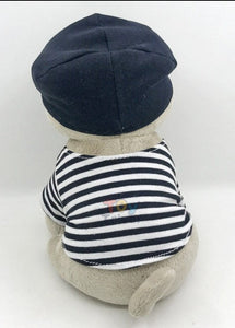 image of a sailor themed pug stuffed animal plush toy - back view