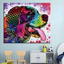 Load image into Gallery viewer, Image of a pop art saint bernard poster in a beautiful multi-colorful Saint Bernard design