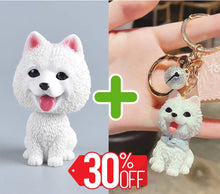 Load image into Gallery viewer, Image of a samoyed bobblehead and keychain bundle