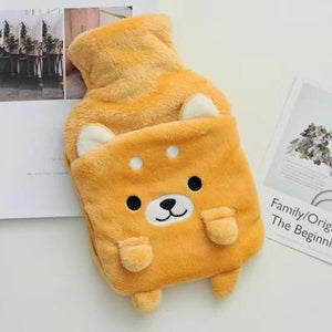Happy Doggo Plush Hot Water Bottle Cover with Hand Warmer Bag iLoveMy.Pet Orange 