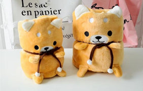 image of a cute samoyed travel blanket - yellow