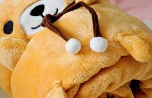 image of a cute samoyed travel blanket - yellow- closeup