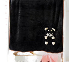 Load image into Gallery viewer, image of a cute samoyed travel blanket - black