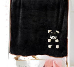 image of a cute samoyed travel blanket - black