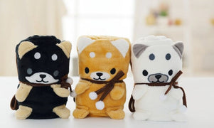 image of a cute portable samoyed travel blanket
