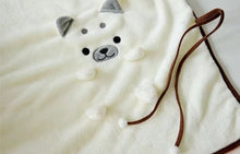 Load image into Gallery viewer, image of a cute samoyed travel blanket - white