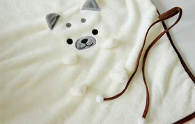 image of a cute samoyed travel blanket - white