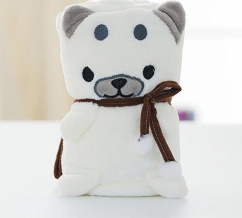 image of a cute samoyed travel blanket - white