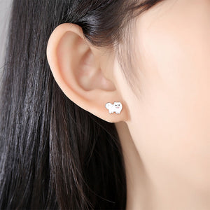 Samoyed Love Silver and Enamel Earrings-Dog Themed Jewellery-Dogs, Earrings, Jewellery, Samoyed-5