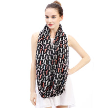 Load image into Gallery viewer, Image of a girl wearing a scarf with dachshund on it