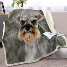 Load image into Gallery viewer, An image of a beautiful silver Schnauzer blanket with a cutest Schnauzer design