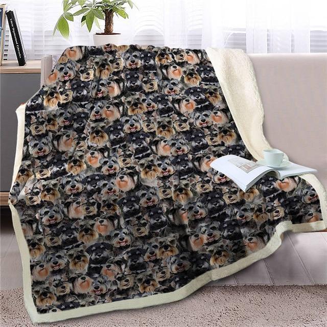 Image of a super-cute Schnauzer blanket with infinite Schnauzers in all colors design