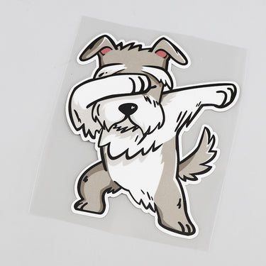Dabbing Schnauzer Love Vinyl Car Decal Stickers
