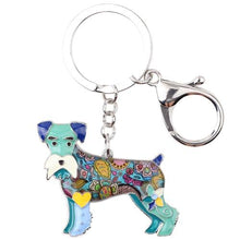 Load image into Gallery viewer, Image of an adorable blue color enamel Schnauzer keychain