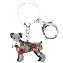 Load image into Gallery viewer, Image of an adorable gray color enamel Schnauzer keychain