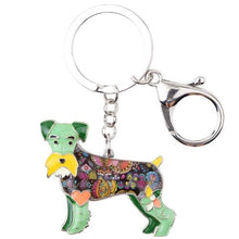 Load image into Gallery viewer, Image of an adorable green color enamel Schnauzer keychain