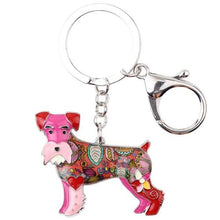 Load image into Gallery viewer, Image of an adorable pink color enamel Schnauzer keychain