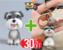 Load image into Gallery viewer, Image of a Schnauzer bobblehead and keychain bundle with fast shipping