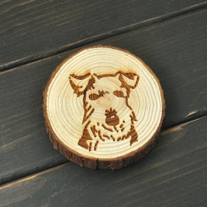 Image of a wood-engraved Schnauzer coaster