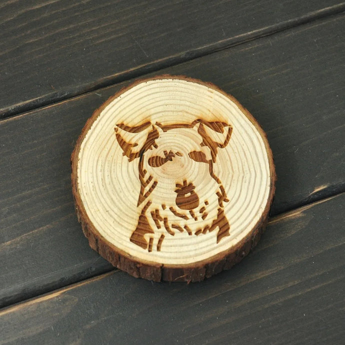 Image of a wood-engraved Schnauzer coaster