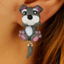 Load image into Gallery viewer, Schnauzer Love Handmade Polymer Clay EarringsDog Themed JewelleryStyle 1 - Pink Highlights