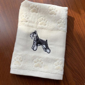 Schnauzer Love Large Embroidered Cotton Towel 360x