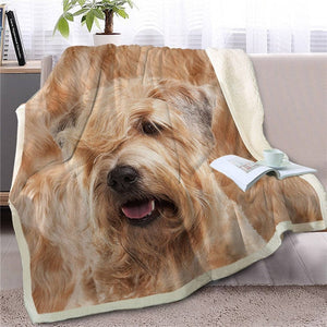 An image of a beautiful white Schnauzer blanket with a cutest Schnauzer design