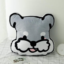 Load image into Gallery viewer, Image of a Schnauzer stuffed cushion in the shape of Schnauzer