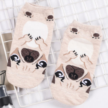 Schnauzer Love Womens Cotton Socks-Apparel-Accessories, Dogs, Schnauzer, Socks-Pug-Ankle Length-15