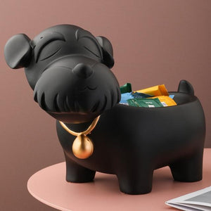 Image of a cutest Schnauzer statue or ornament in the shape of Schnauzer in the color black