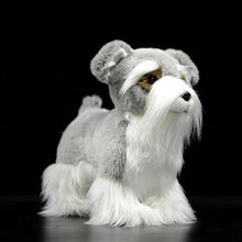 Load image into Gallery viewer, Image of a beautiful lifelike standing silver Schnauzer soft toy in the shape of Schnauzer